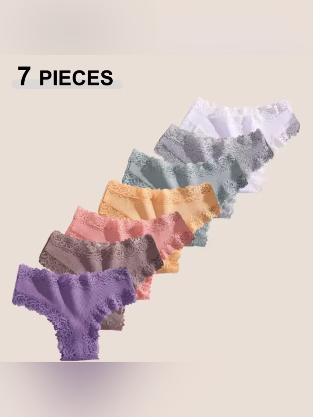 NWOT Lace Trim Cotton Panties - Assorted Pastel Colors size Large